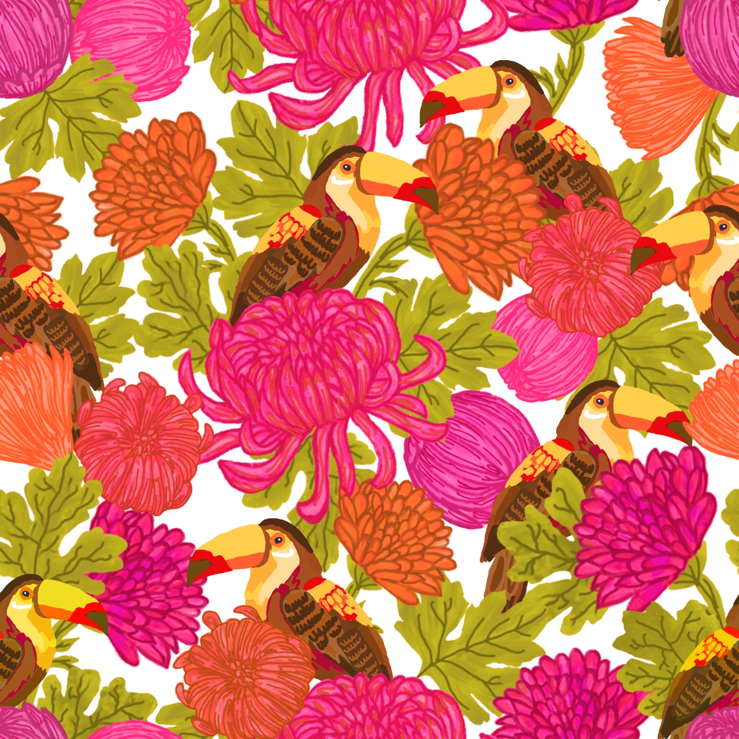 TROPICAL FLORALS & TOUCANS